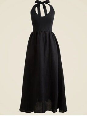 JCrew Linen Halter Dress in Black, Size M